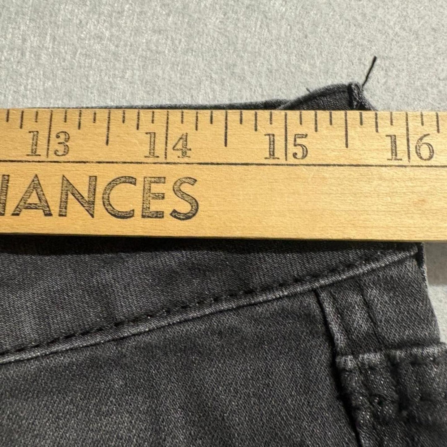 High Noon Flare Jeans Womens 13 31 Grey Faded Denim Raw Hem Stretch Bell Bottom
