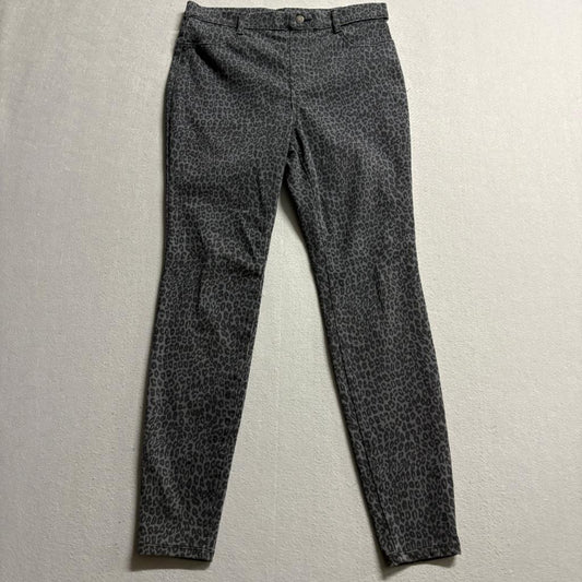 Time and Tru Womens Skinny Jeans Size M 8-10 Gray Leopard Print Stretch Denim