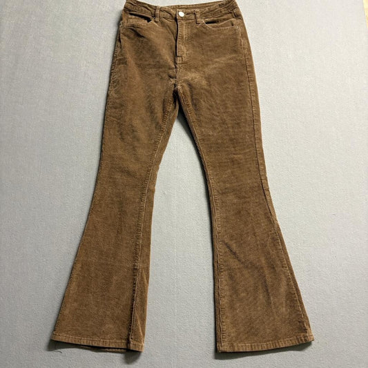 Shein Corduroy Flare Pants Womens Medium Brown High Rise Stretch Bell Bottoms