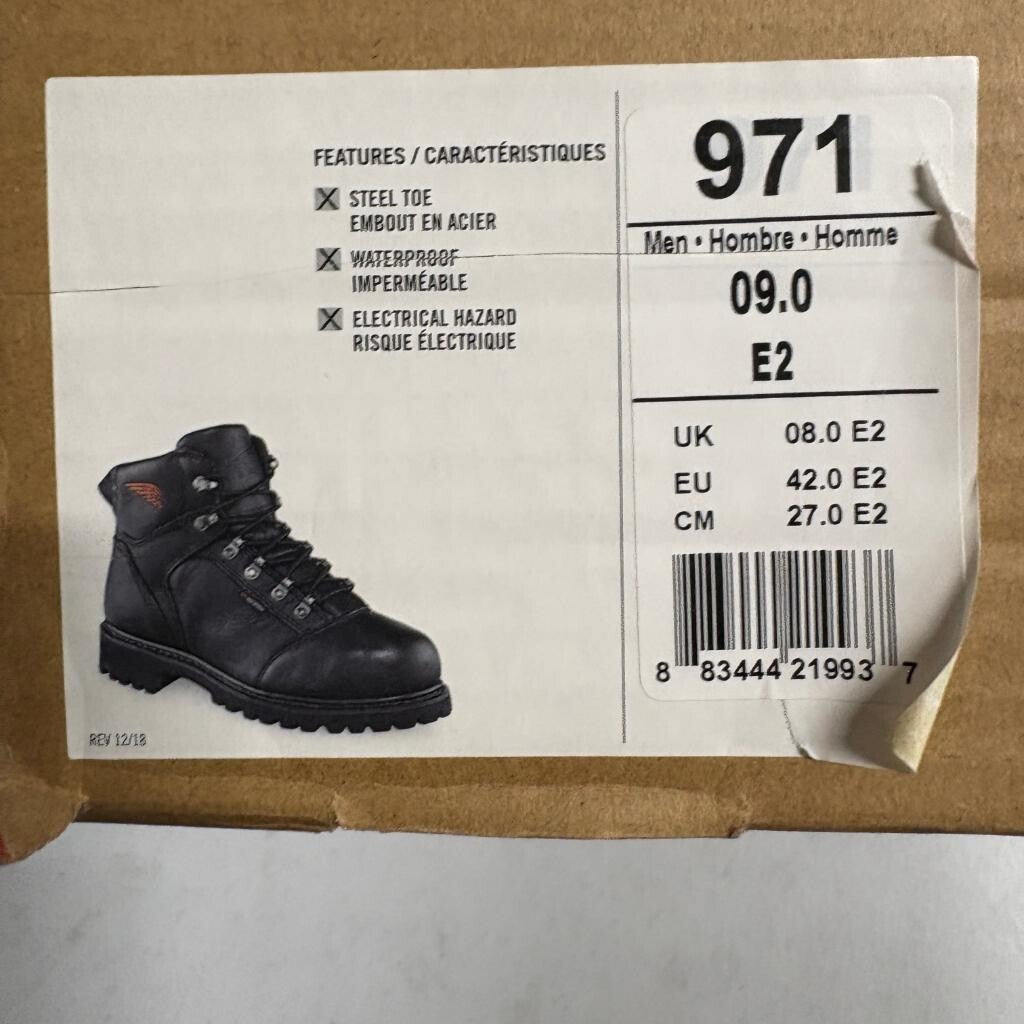 Red Wing 2400 King Toe Mens 9.5 D Waterproof Steel Toe Work Boots Black Leather