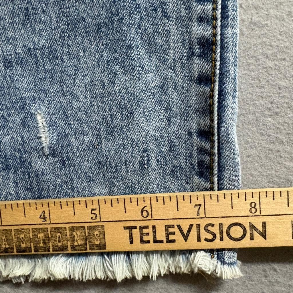 Rewash Vintage Reunion High Rise Distressed Jeans Womens Size 9 Acid Wash Fringe