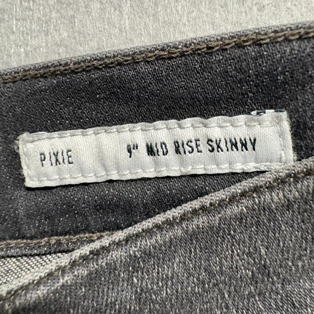 Edwin Pixie 9 Inch Mid Rise Skinny Jeans Womens Size 26 Gray Stretch Denim