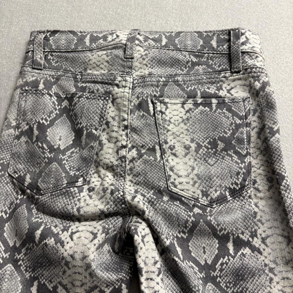 Hudson Jeans Womens 24 Gray Black Snakeskin Print High Rise Skinny Denim Pants