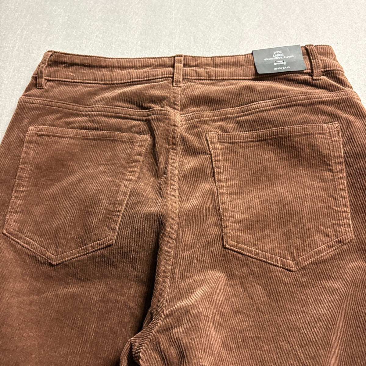H&M Divided Corduroy Pants Womens Size 10 Brown High Waist Wide Leg Stretch NWT