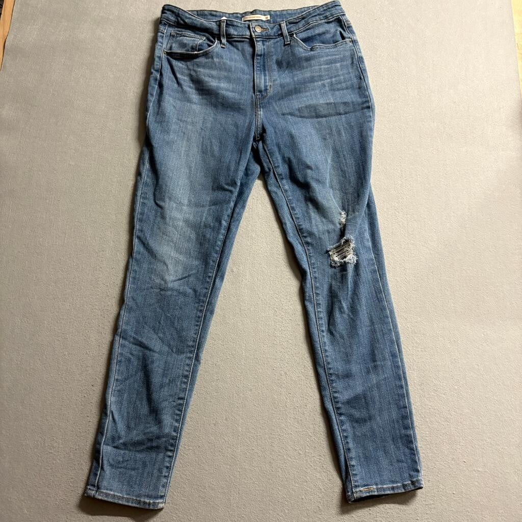 Levi's 721 High Rise Skinny Jeans Womens Size 33 Distressed Blue Denim