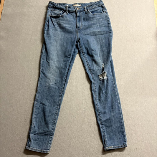 Levi's 721 High Rise Skinny Jeans Womens Size 33 Distressed Blue Denim