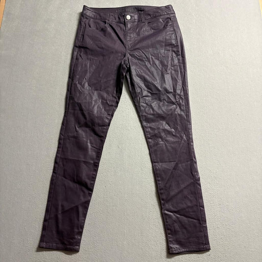 American Eagle Hi-Rise Jegging Jeans Womens 10 Purple Coated Waxed Stretch