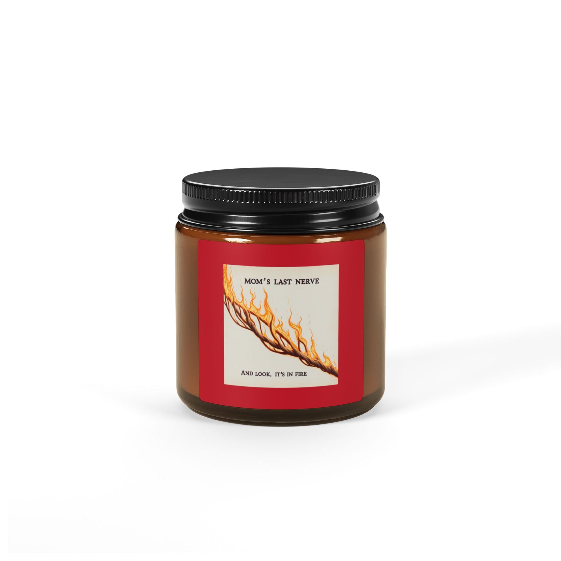 Moms Last Nerve On Fire Scented Soy Candle (Multi-Size, Amber Jar) Printify