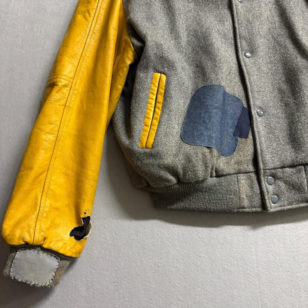 Vintage Starwears Jackie Thomas Show Varsity Jacket Mens XL Gray Wool Yellow