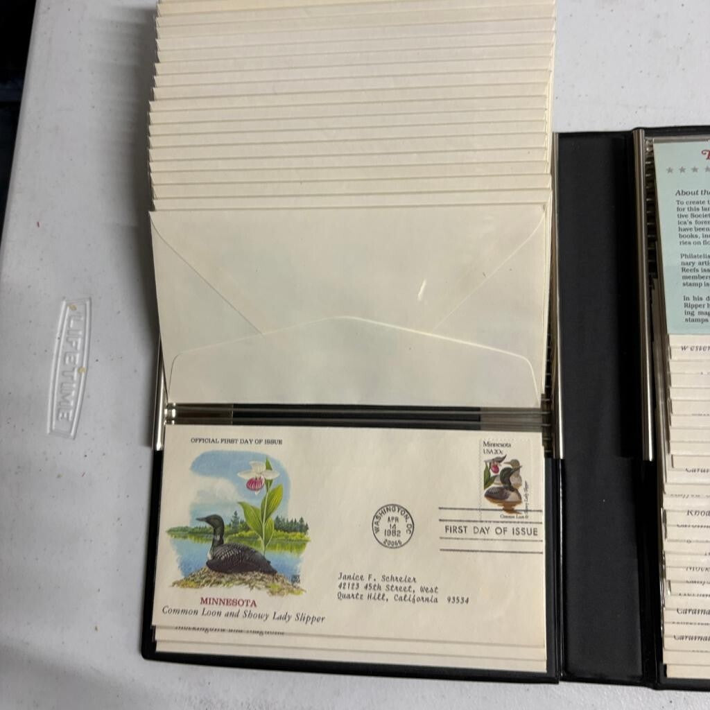 1982 State Birds and Flowers First Day Cover Collection Album Postal