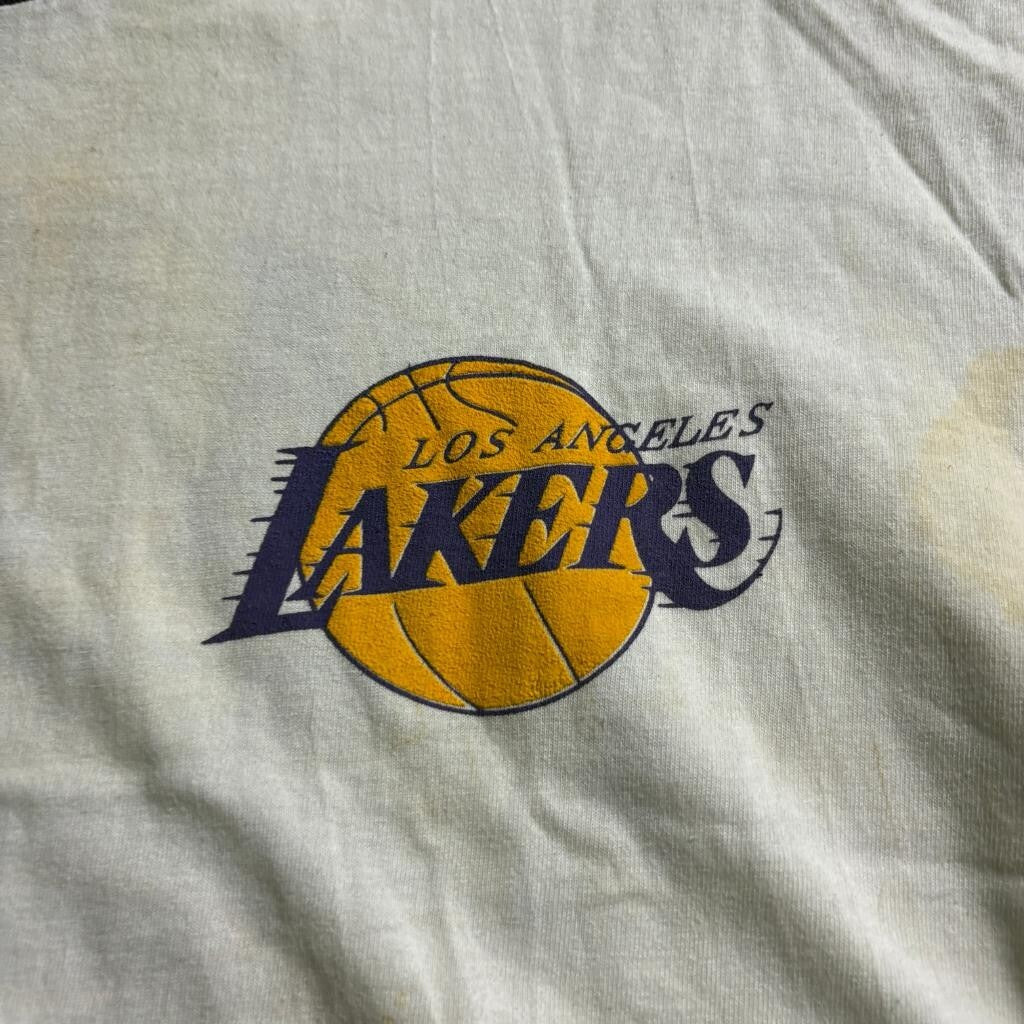 Vintage Los Angeles Lakers T Shirt Mens XL White Purple Ringer Basketball Club