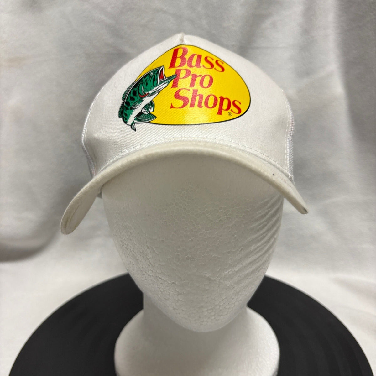 Bass Pro Shops Trucker Hat Snapback Mesh Back White Gone Fishing OSFM Cap