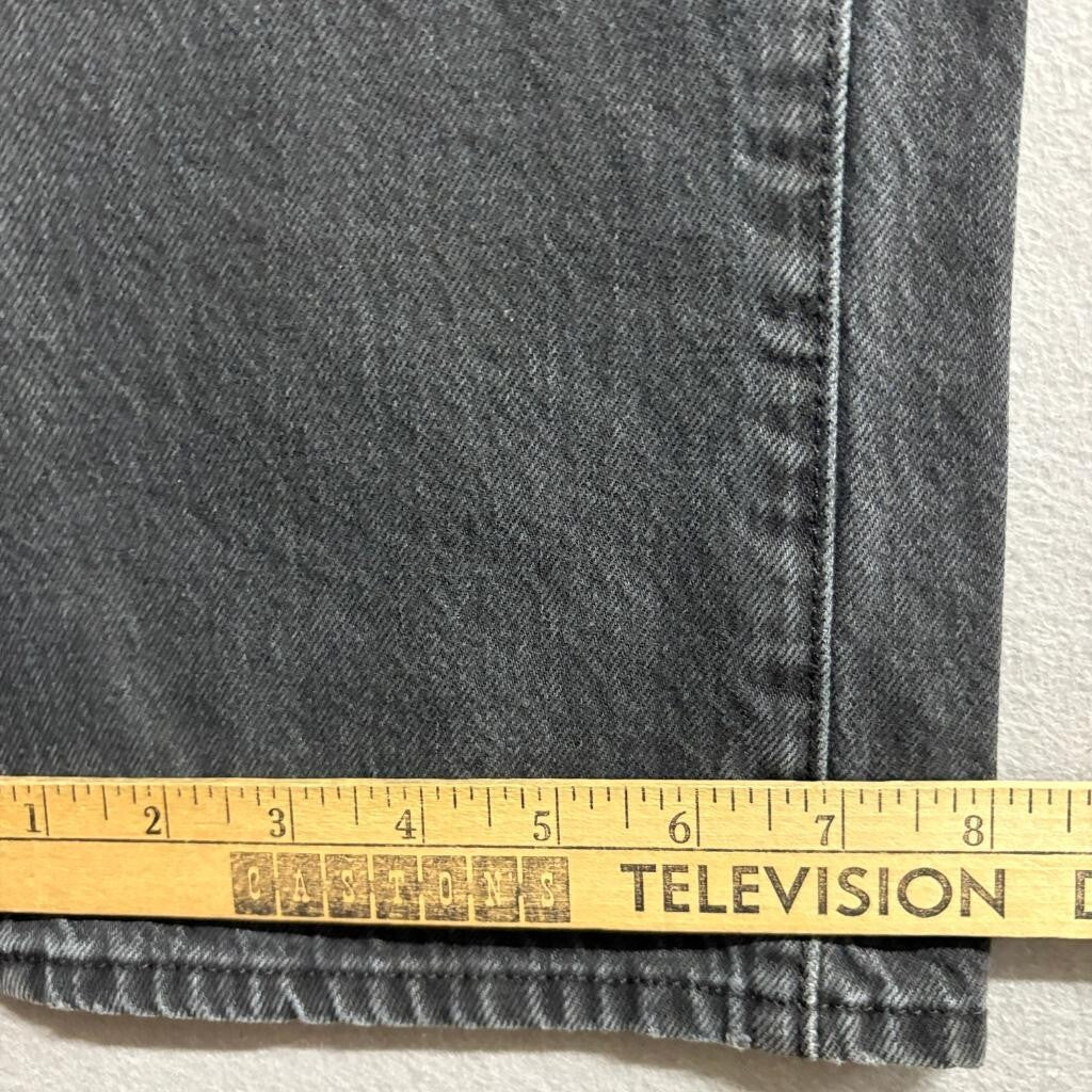 Good American Good Boy Straight Leg Jeans Womens 2/26 Black High Rise Side Slit