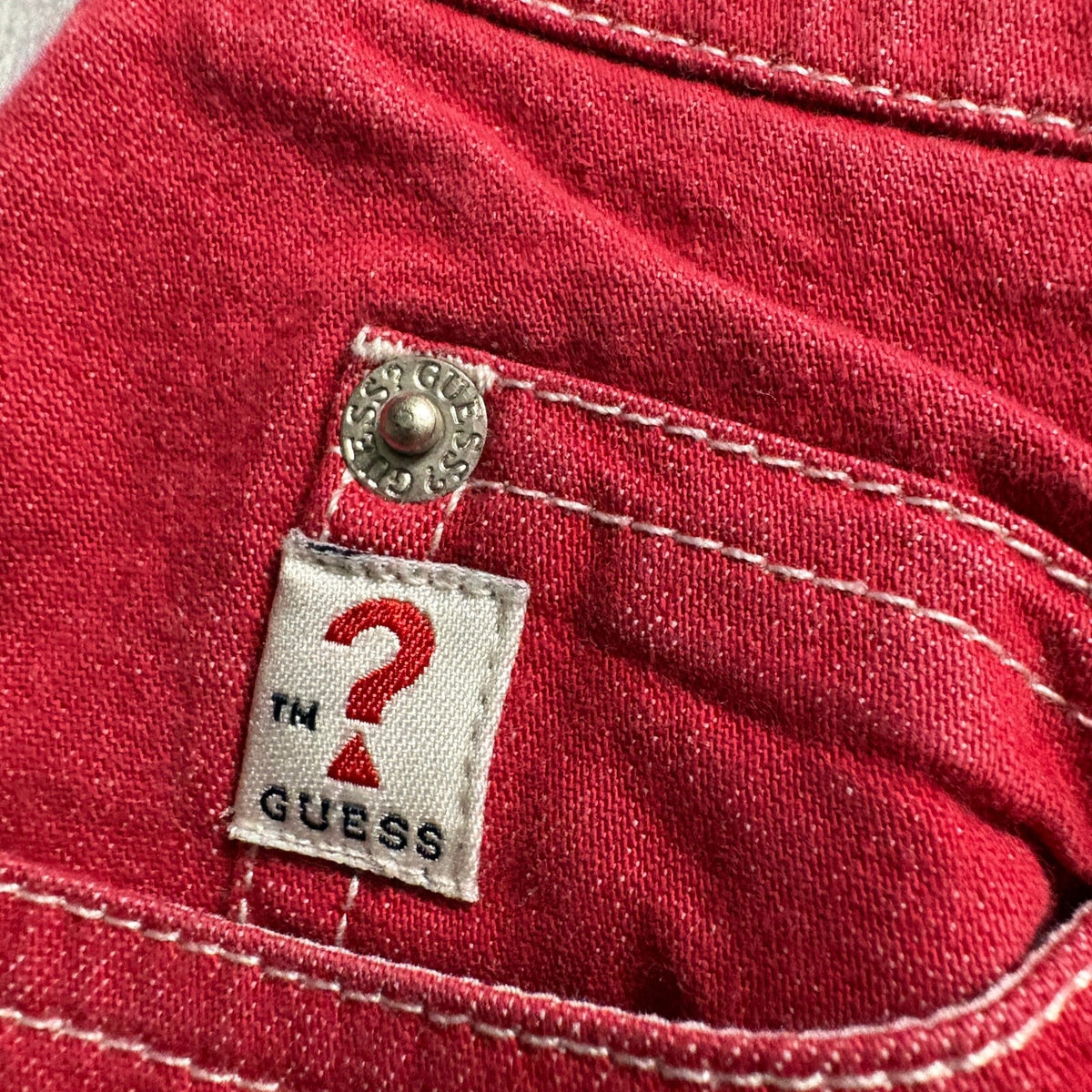 Guess Jeans Vintage Womens 24 Red Denim Pants Bootcut Mid Rise Made in Hong Kong