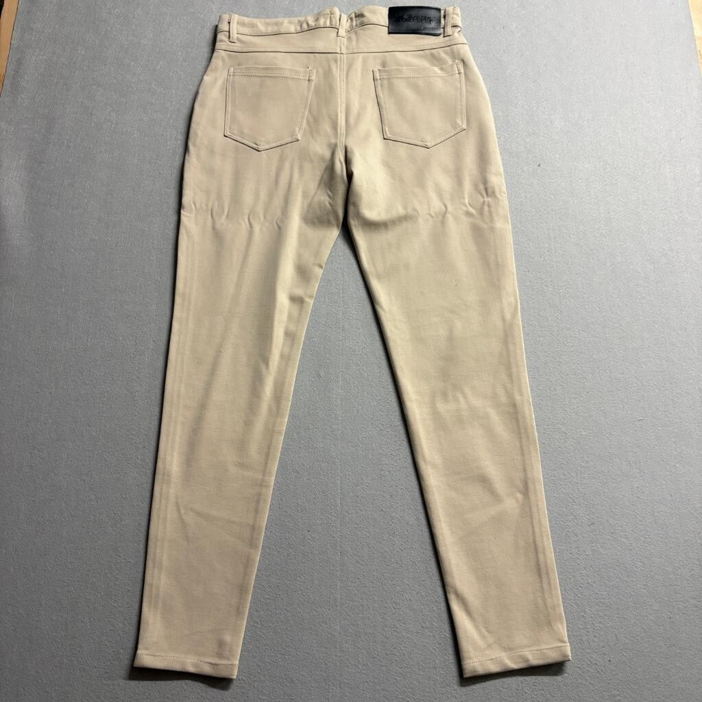 Gingtto Skinny Fit Pants Mens 34 Beige Khaki Stretch Chino Trousers New