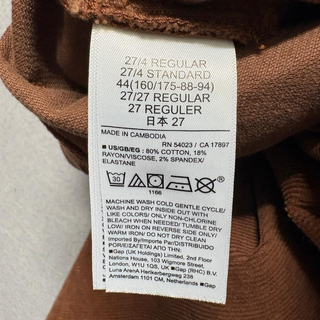 Gap 70s Flare Corduroy Pants Womens 27 4R Brown High Rise Stretch Retro