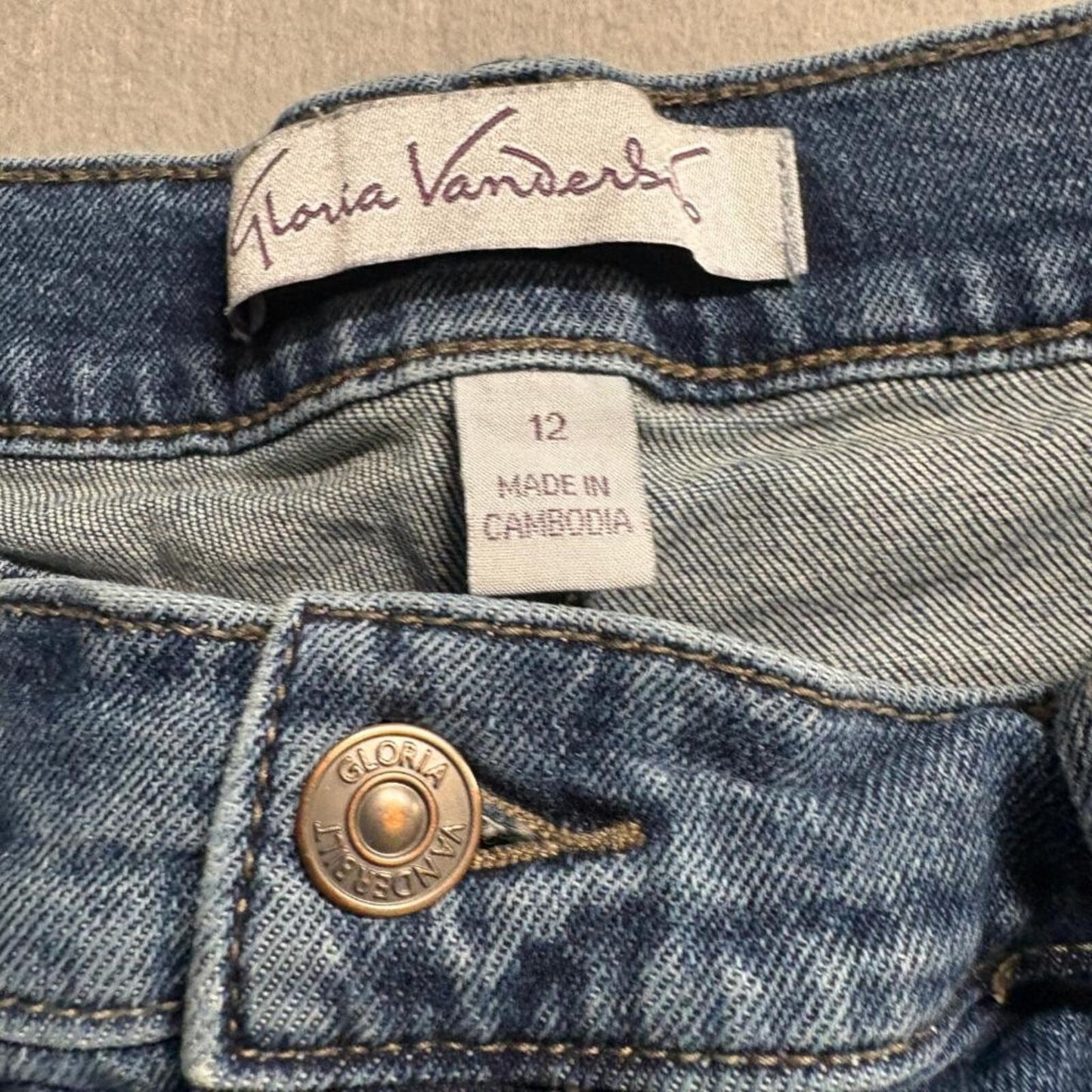 Gloria Vanderbilt Jeans Womens 12 Blue Denim Straight Leg Stretch Mid Rise