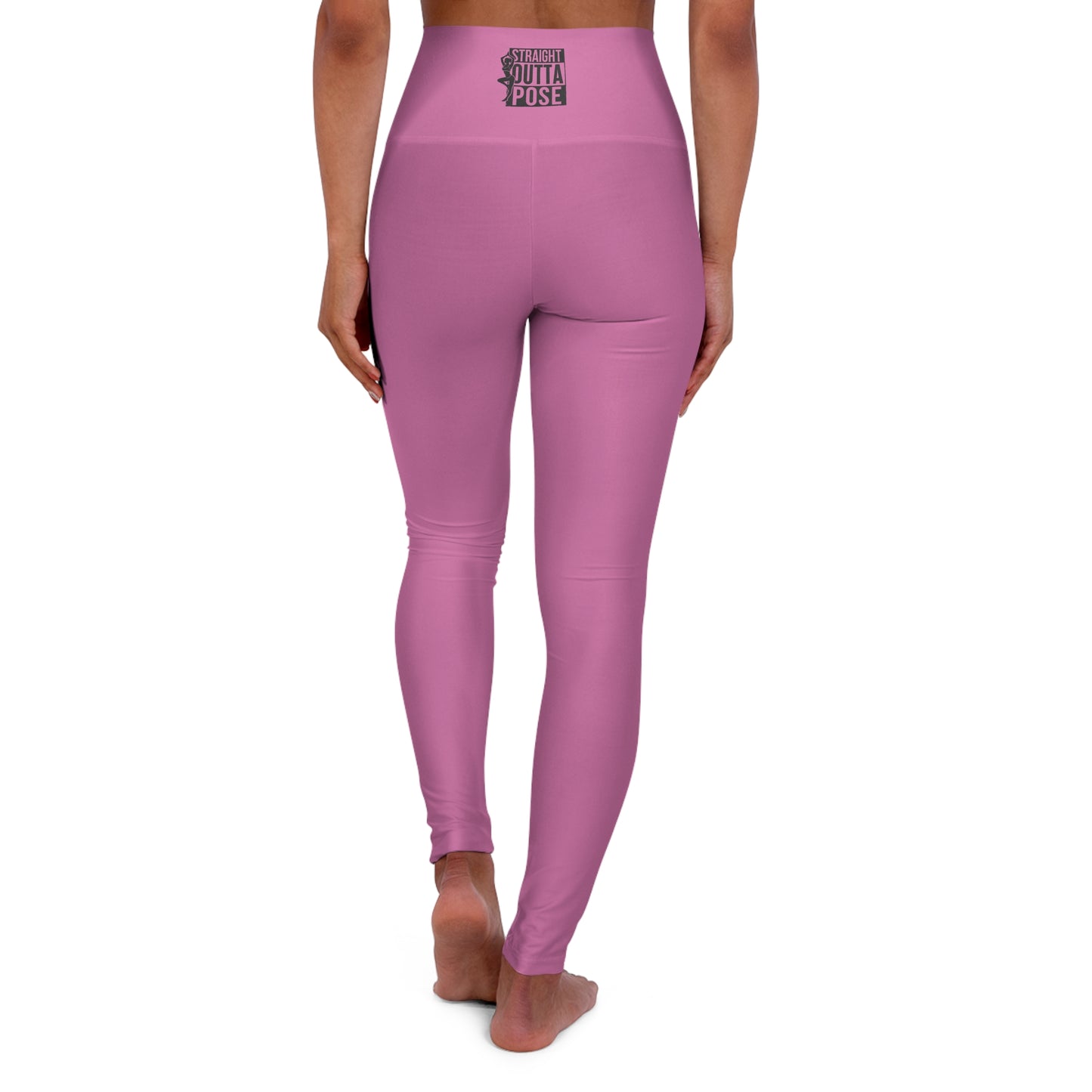 Straight Outta Pose Pink High Waisted Yoga Leggings (AOP)