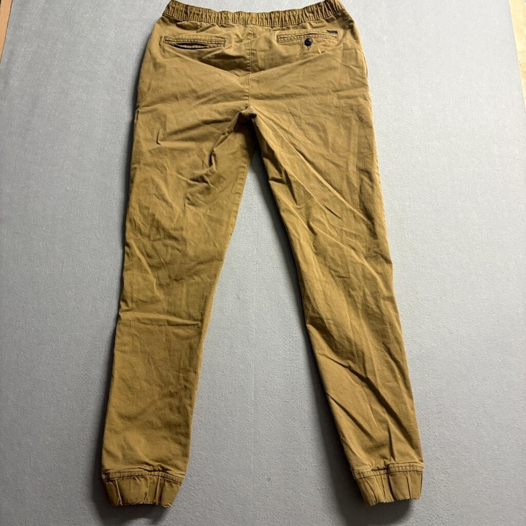Amplify Mens Jogger Pants Medium Brown Khaki Cotton Blend Stretch Elastic Waist