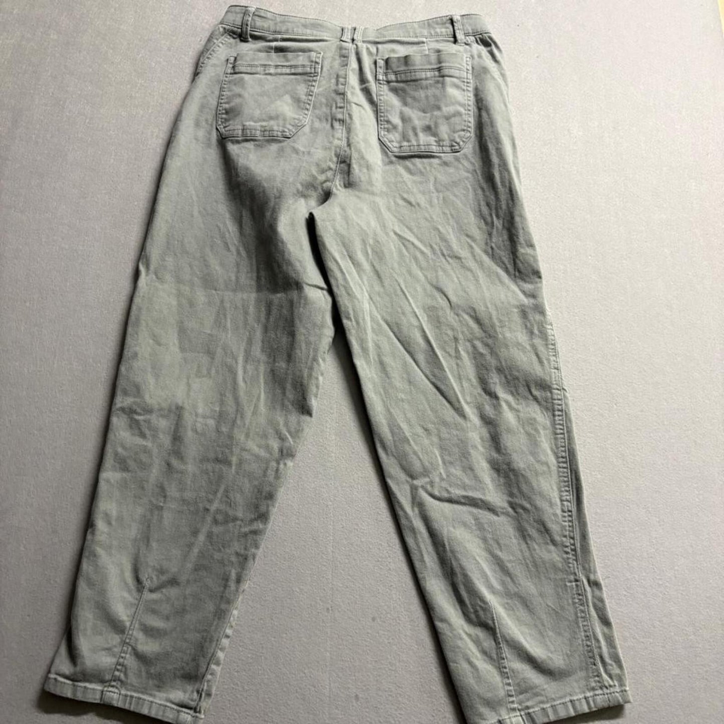 Democracy Ab Technology Pants Womens 12 Green Cotton Blend Stretch Crop Utility