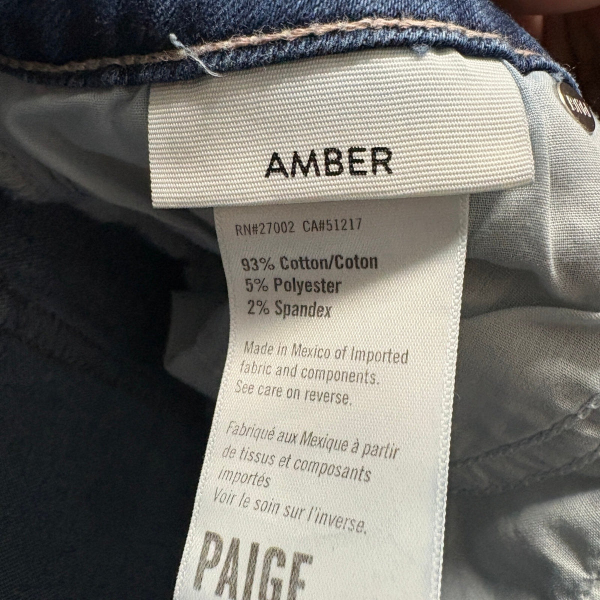 Paige Amber Slim Straight Jeans Womens 28 Blue Denim Raw Hem Stretch