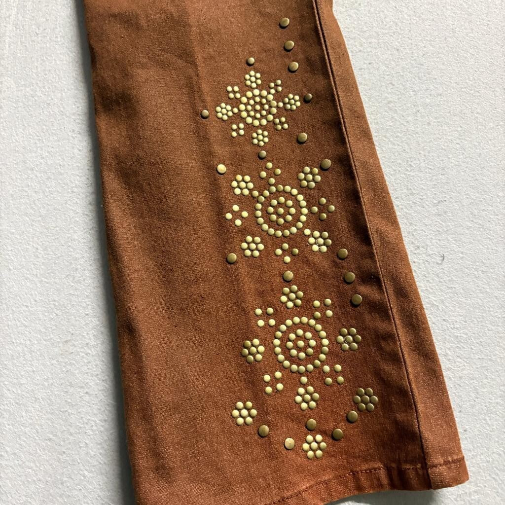 DG2 by Diane Gilman Studded Jeans Womens 12 Brown Stretch Denim Bootcut Flared