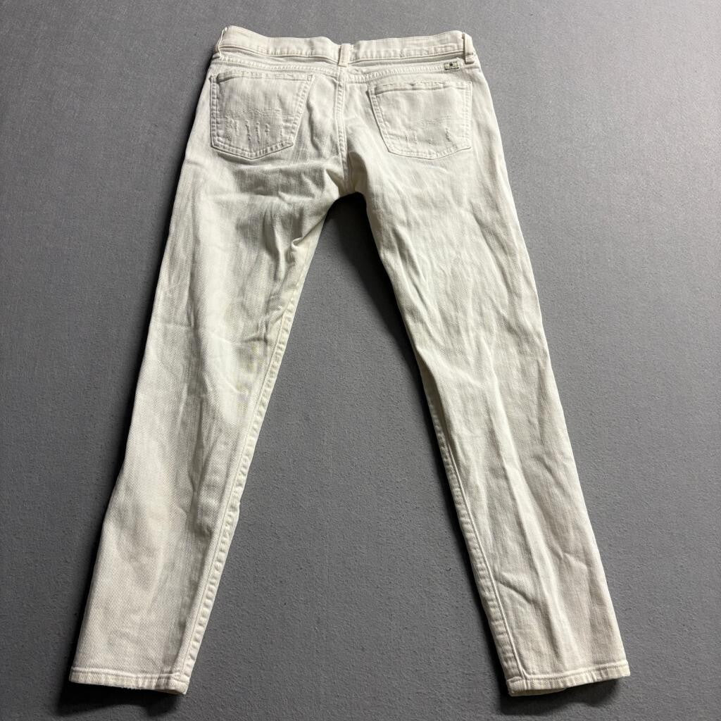 Lucky Brand Sienna Slim Boyfriend Jeans Womens 2 26 White Distressed Ripped