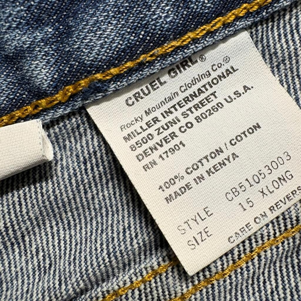 Cruel Girl Slim Jeans Womens 15 XLong Blue Denim Straight Leg High Rise Western