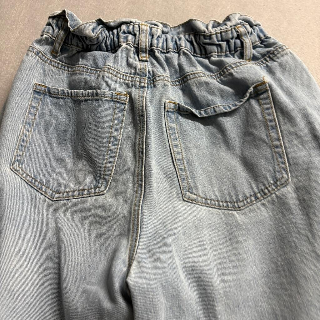 Denim Blvd Los Angeles Paperbag Waist Jeans Womens Medium Light Wash Denim