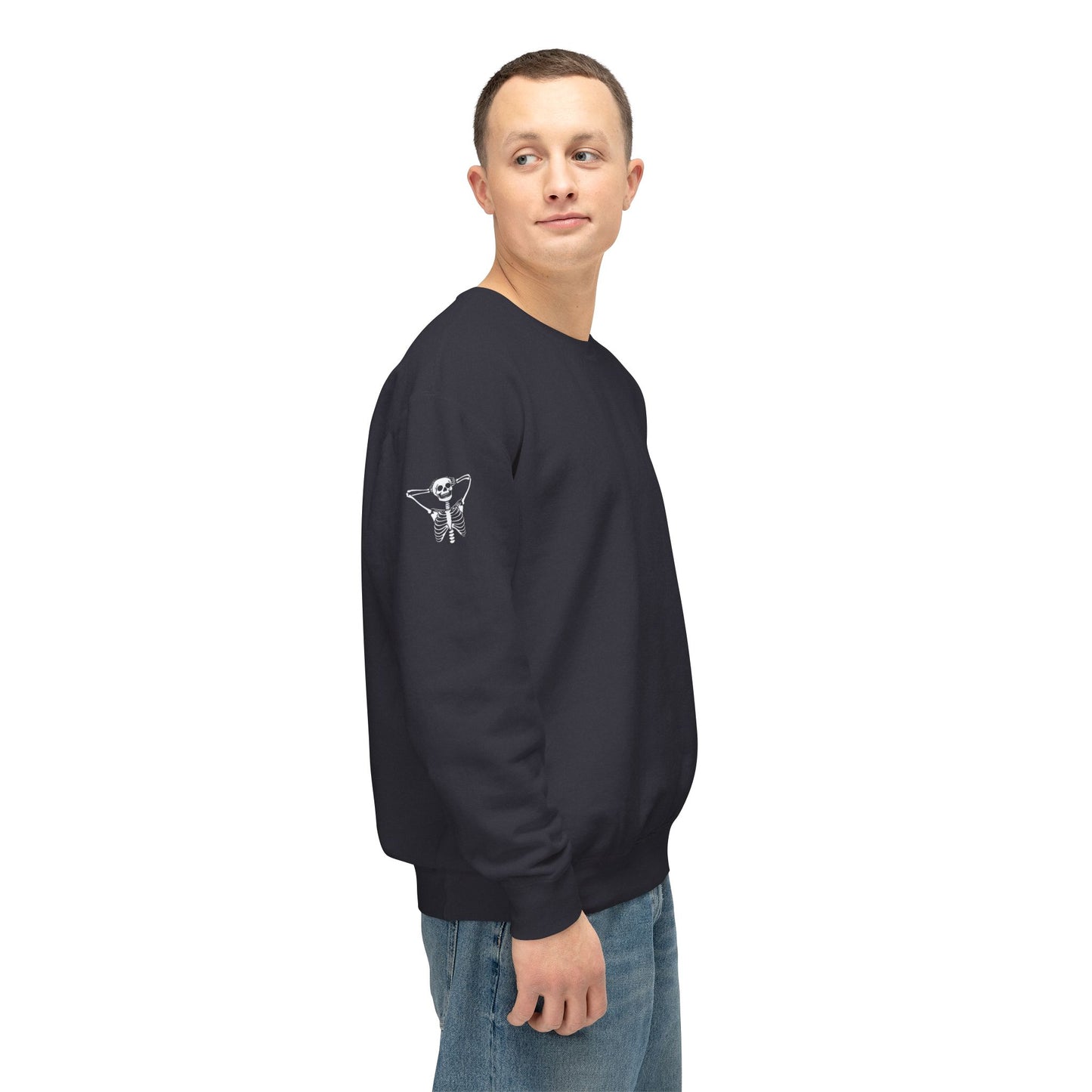 Kickback Skeleton Unisex Lightweight Crewneck Sweatshirt