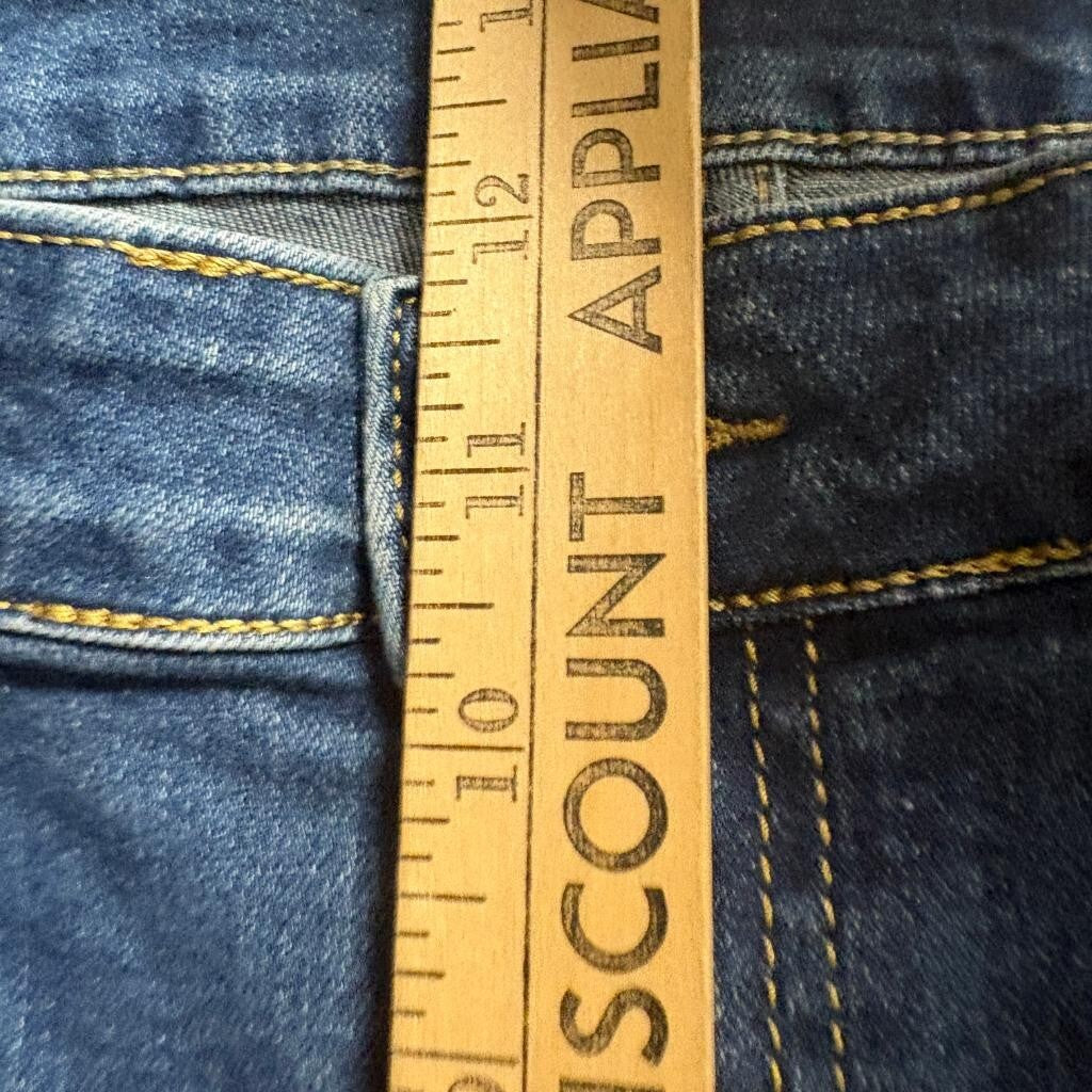 Allimy Wide Leg Crop Jeans Womens Size 16 Blue Denim Raw Hem Stretch High Rise