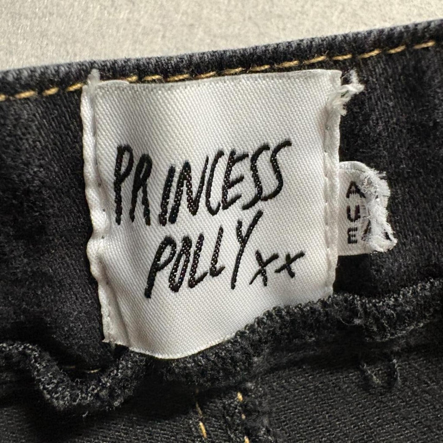 Princess Polly Flare Jeans Womens US 4 Black High Rise Front Zip Seam Detail