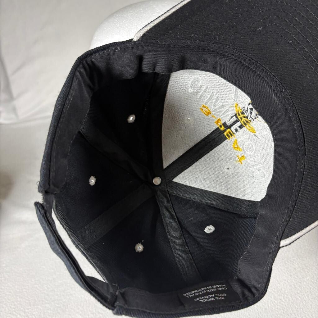 Los Angeles Lakers 3-Peat Champions Hat Cap Vintage NBA Black Hook and Loop