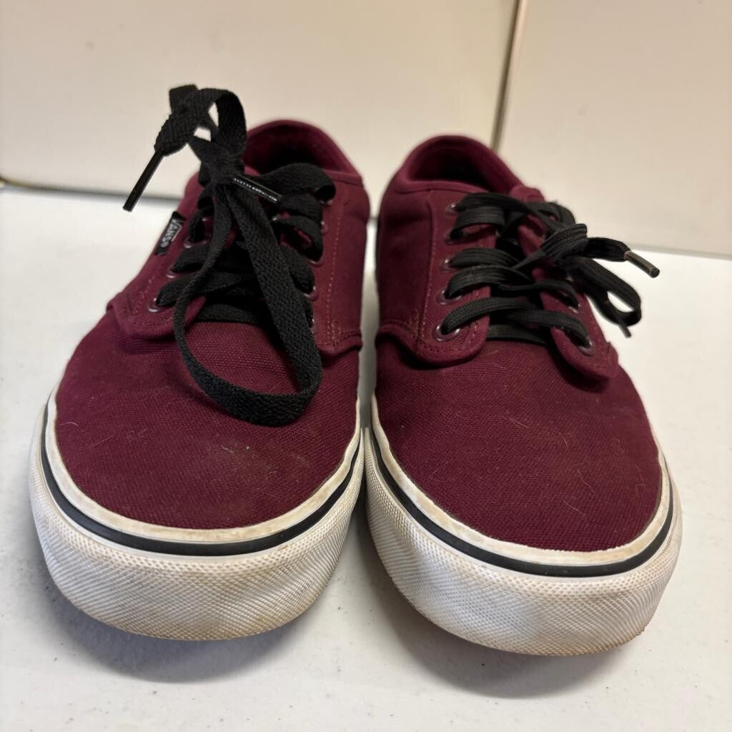 Vans Atwood Burgundy Maroon Canvas Mens Size 10 Low Top Skate Shoes Black Laces