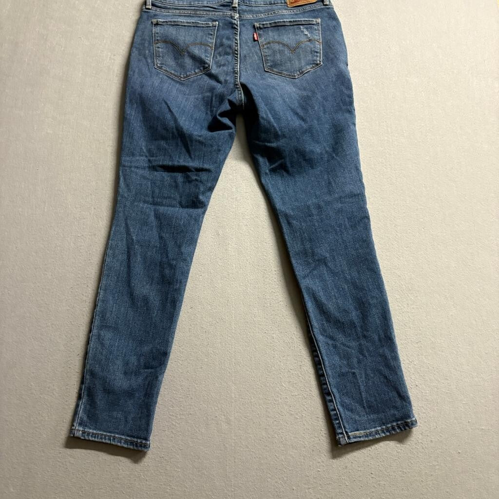 Levi's 811 Curvy Skinny Jeans Womens 31 Blue Denim Distressed Ripped Stretch