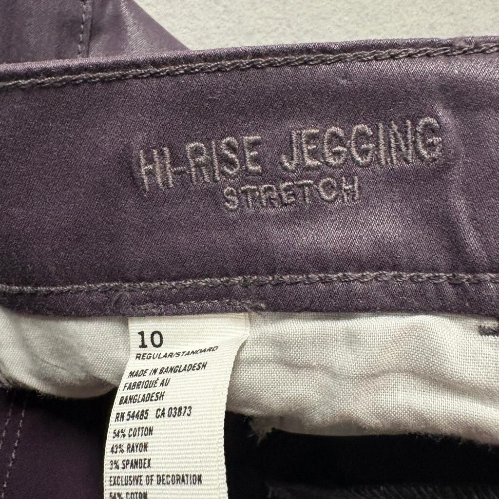 American Eagle Hi-Rise Jegging Jeans Womens 10 Purple Coated Waxed Stretch