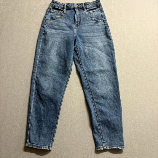 Cello Jeans Womens Size 5 Blue High Rise Mom Tapered Leg Distressed Denim