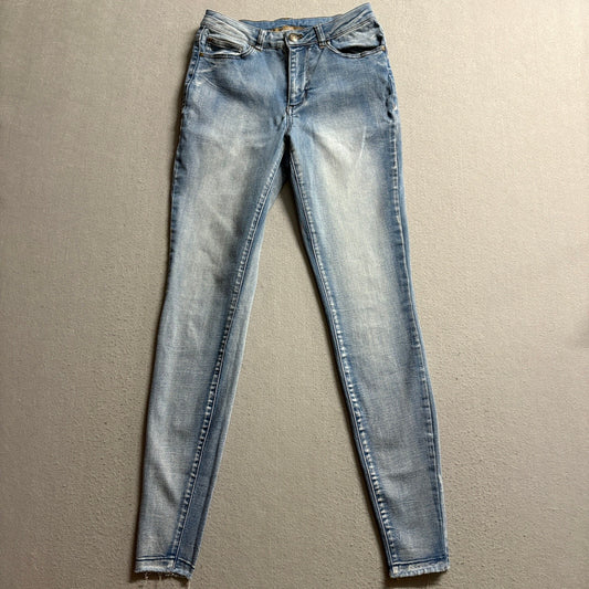 Grace and Lace Skinny Jeans Womens Size 4 Light Wash Stretch Raw Hem Denim
