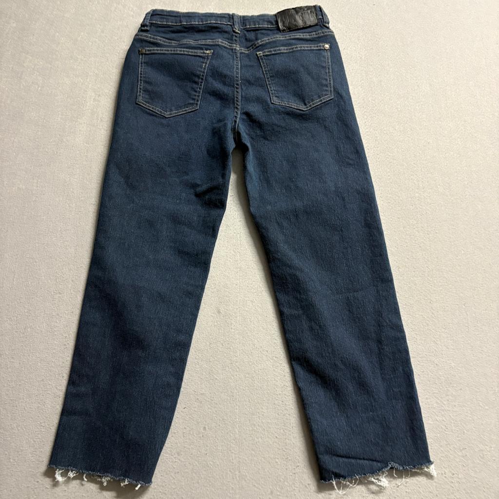 DKNY Girls Jeans Size 16 Blue Denim Raw Hem Straight Leg Stretch
