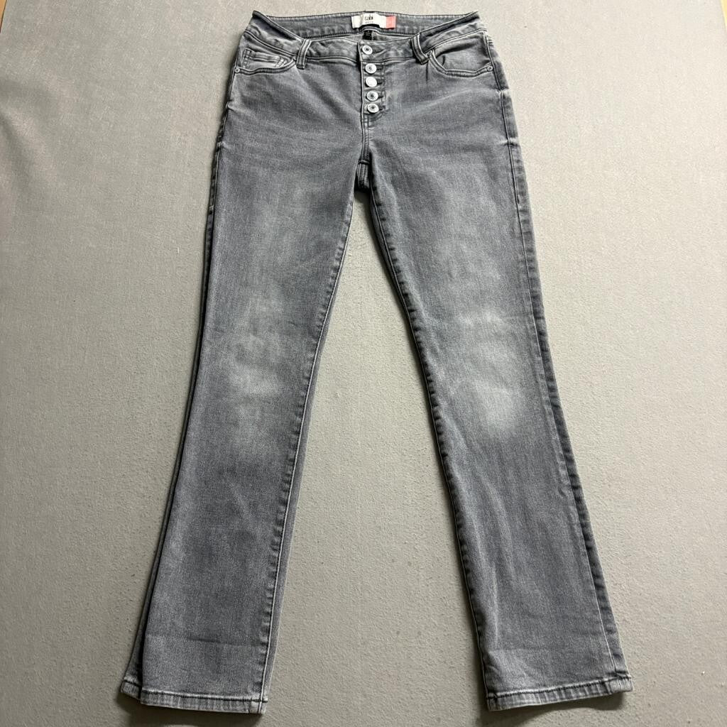 Cabi Button Fly Straight Jeans Womens Size 4 Gray Denim Stretch Pants Style 4520