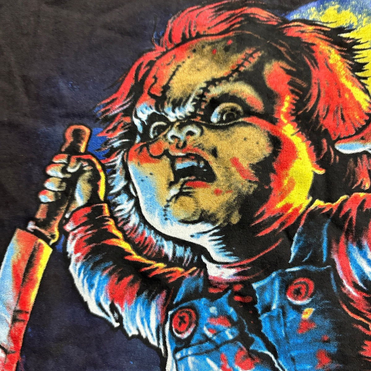 Chucky Child's Play Horror Movie Graphic T-Shirt Mens Large Black Player Tees