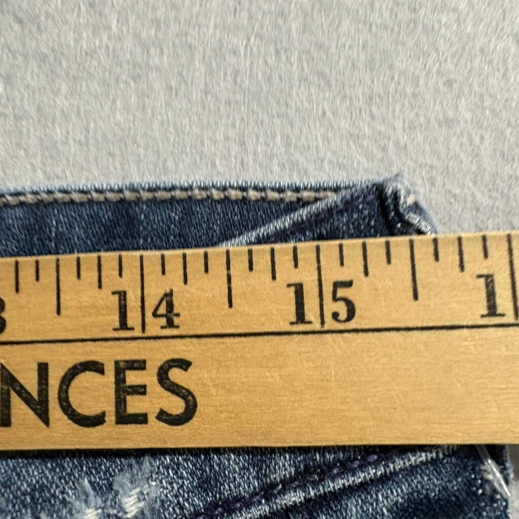 7 For All Mankind Bootcut Jeans Womens 28 Distressed Raw Hem Blue Denim Stretch