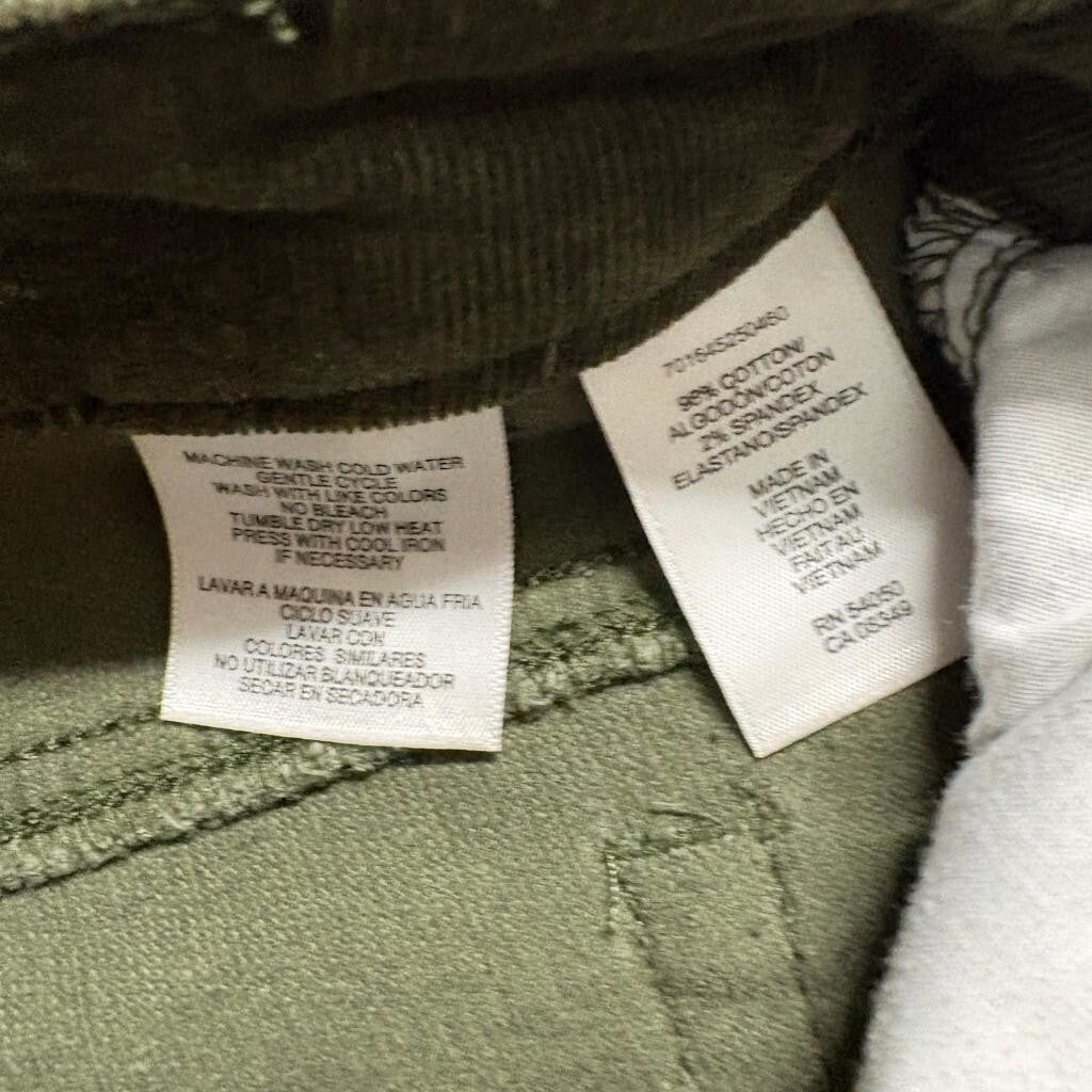 Jones New York Sport Corduroy Pants Womens 10 Green Stretch Straight Leg Casual