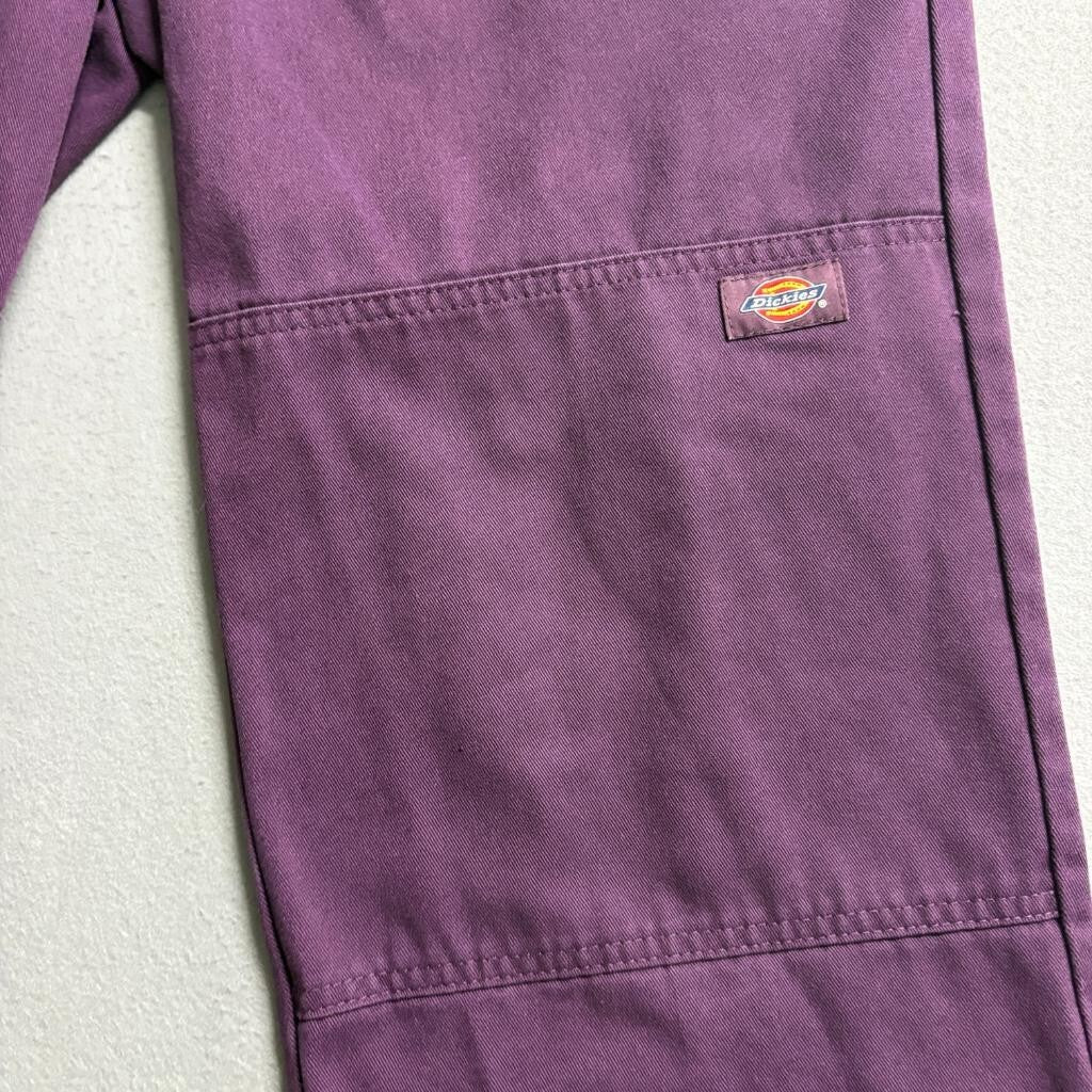 Dickies Double Knee Loose Fit Pants Womens 32x27 Purple Raw Hem Workwear