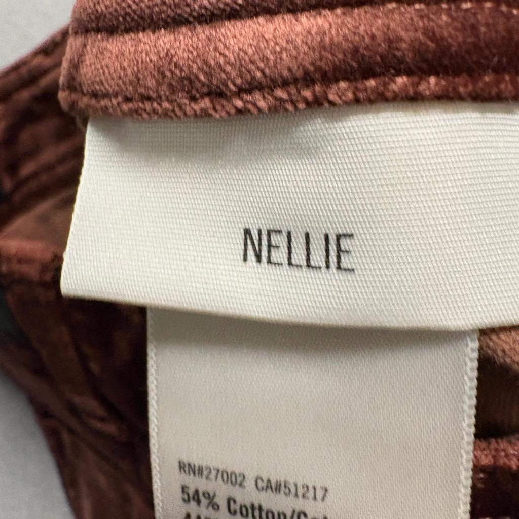 Paige Nellie Wide Leg Velvet Pants Womens Size 23 Brown Velour Stretch Cropped