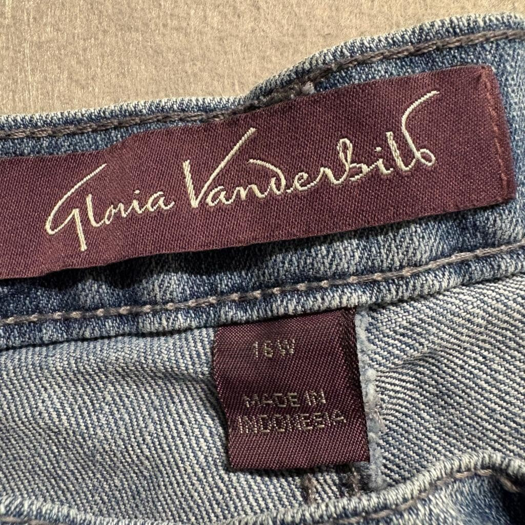 Gloria Vanderbilt Amanda Jeans Womens 16W Blue Denim Straight Leg High Rise Crop