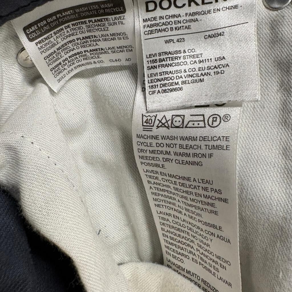 Dockers Straight Fit Pants Mens 36x32 Gray Cotton Blend Chino Casual