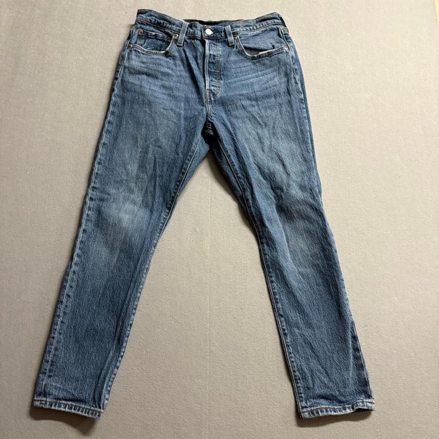 Levis 501 Original Fit Jeans Mens W29 L28 Blue Denim Button Fly Waterless
