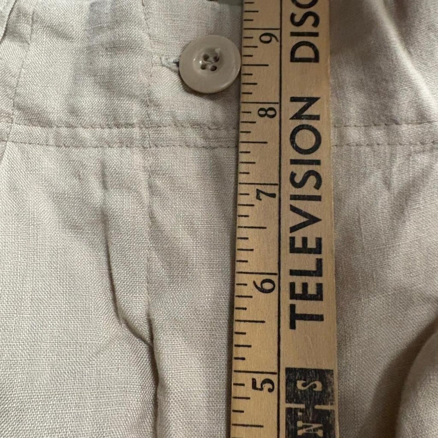 Unit USA Women's Beige 100% Linen Wide Leg Pants Size Large Flat Front Casual