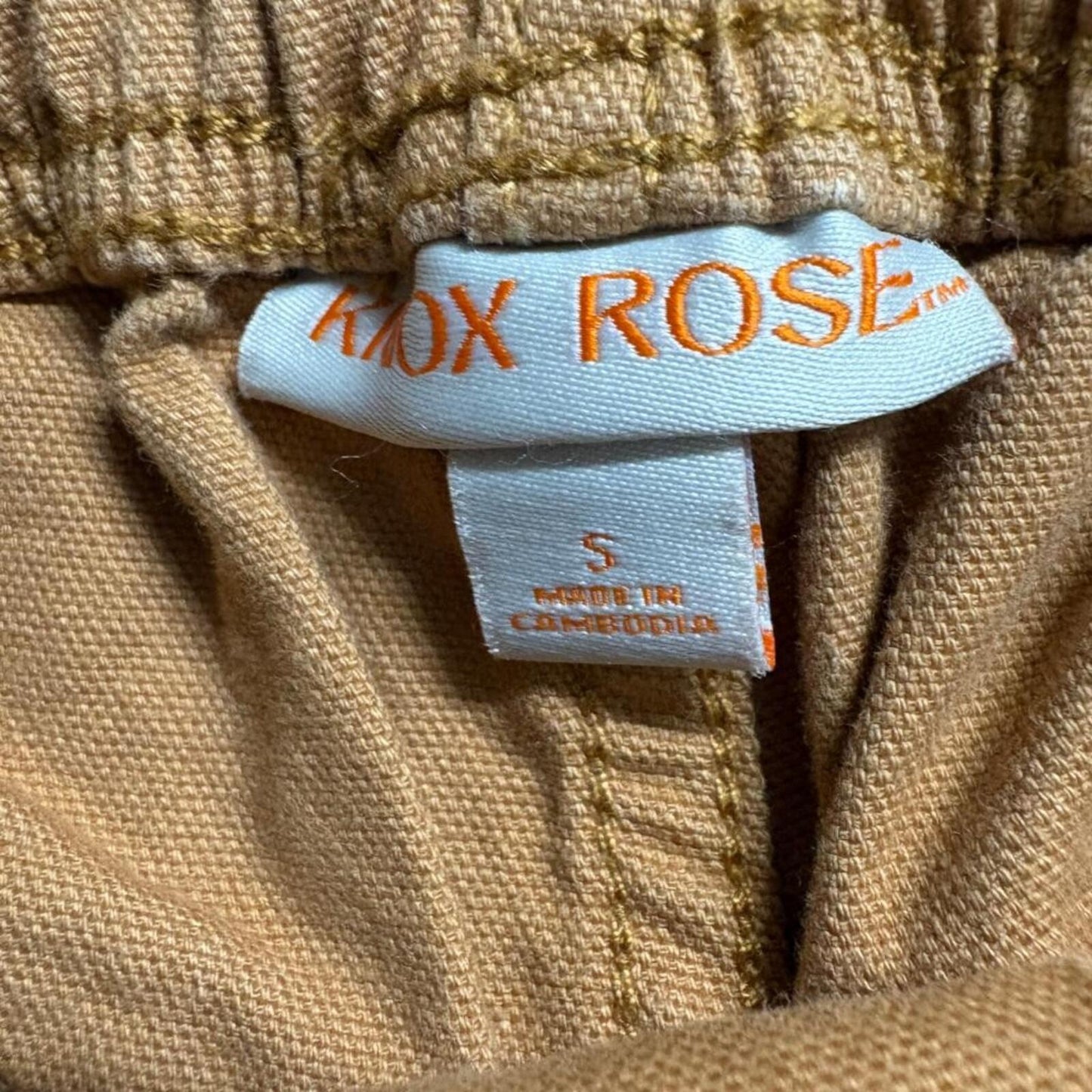 Knox Rose Women's Brown Stretch Utility Pants Size S Elastic Waist Cargo Style